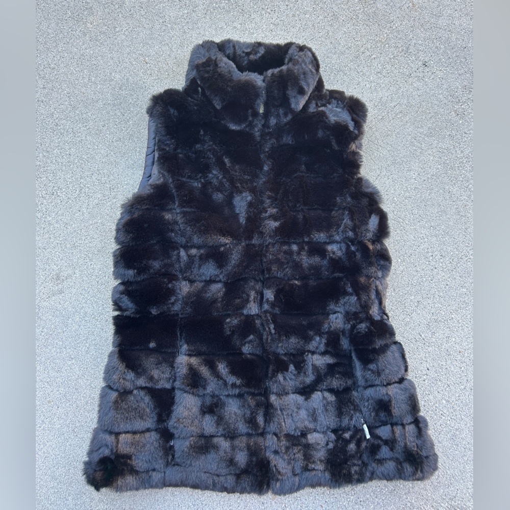 Calvin Klein Faux Fur Vest in Black Women Size Small